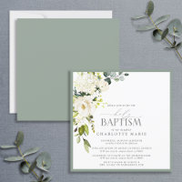 Elégant blanc gris vert Aquarelle Baptême