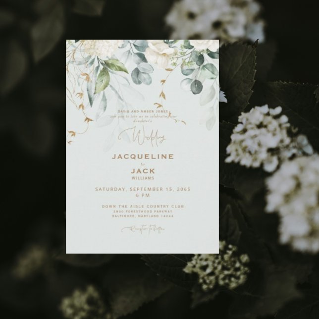 Invitation Elégant blanc Hydrangea Lumière Mariage II (Créateur téléchargé)