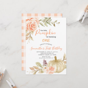 Invitation Elégant blanc Peach Aquarelle Citrouille Invitati