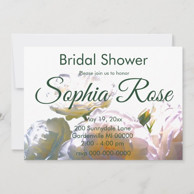 Invitation Elégant blanc pêche orange roses (Devant)