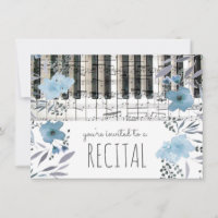 élégant bleu aquarelle fleurs musique