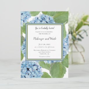Invitation Elégant bleu aquarelle Hydrangea Floral Mariage