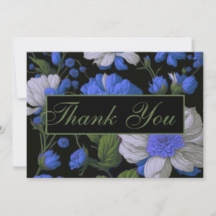 Invitation Elégant bleu argenté blanc élégant floral rétro