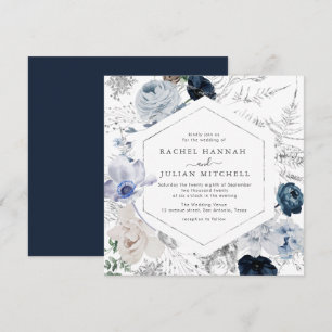 Invitation Elégant bleu azur aquarelle mariage