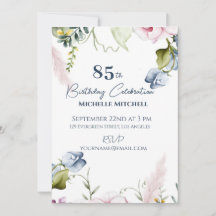 Elégant bleu bleu rose personnalisé 85e anniversai