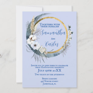 Invitation Elégant, bleu clair et marine, Lune Handfasting