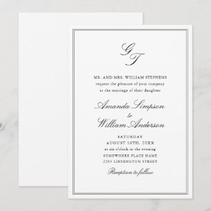 Invitation Elégant bleu Dusty Jardin Français Mariage Floral