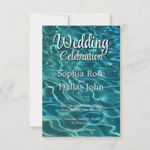 Invitation Elégant bleu eau turquoise motif océan lac Mariage
