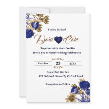 Elégant bleu floral et Mariage d'aquarelle Brown