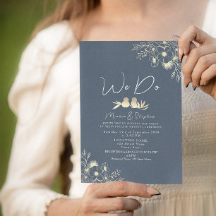Invitation Élégant Bleu Marine Nous Nous Marions