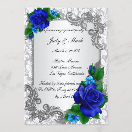 Invitation Élégant Bleu Rose Mariage