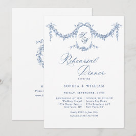 Invitation Elégant Bleu Toile Français Jardin Répétition Dîne
