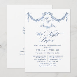 Invitation Elégant Bleu Toile Français Jardin Répétition Dîne