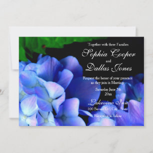 Invitation Élégant bleu violet clair magenta hydrangée floral