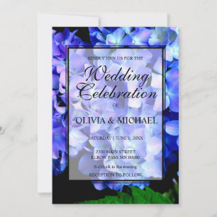 Invitation Elégant bleu violet hydrangée fleurie mariage