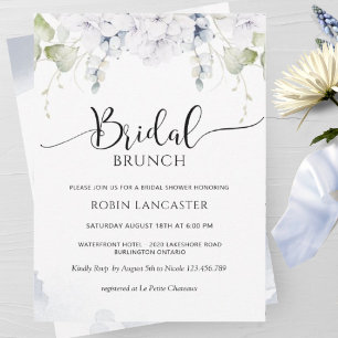 Invitation Elegant Blue and White Floral Bridal Shower