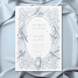 Invitation Elégant Blue Chinoiserie Nature & Birds Mariage