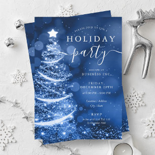 Invitation Elégant Blue Christmas Tree Company Holiday