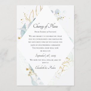 Invitation Elegant Blue Gold ( Imitat) Watercolour Wedding
