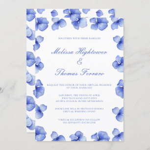 Invitation Élégant Blue Hydrangea Floral Mariage virtuel