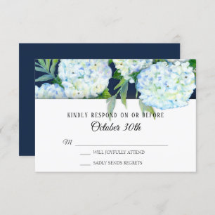 Invitation Elégant Blue Hydrangea Floral Navy Mariage RSVP