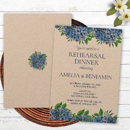 Invitation Elégant Blue Hydrangeas Mariage Dîner de répétitio