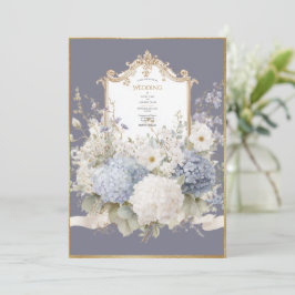Invitation Elegant Blue Hydrangeas Purple Vintage Wedding