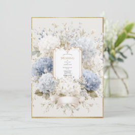 Invitation Elegant Blue Hydrangeas Vintage Wedding