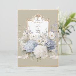 Invitation Elegant Blue Hydrangeas Vintage Wedding