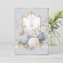 Invitation Elegant Blue Hydrangeas Vintage Wedding