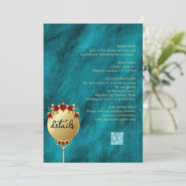 Invitation Elégant Blue Opulence Gold Luxe détails royaux (Debout devant)
