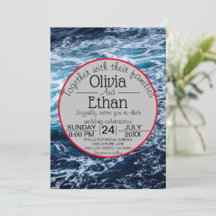 Invitation Elégant Blue Sea Waves Summer Beach Mariage