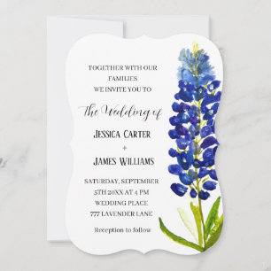 Invitation Elégant Bluebonnet Texas Aquarelle Floral Mariage