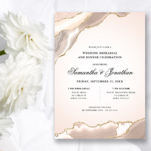 Invitation Élégant Blush Agate Dîner de répétition Mariage