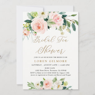 Invitation Elégant Blush Aquarelle Bridal Tea Shower Invitat