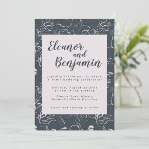 Invitation Élégant Blush et Grey Botanical Mariage floral