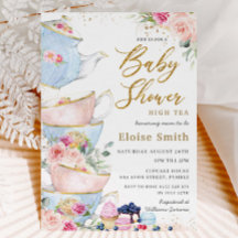 Elégant Blush Floral High Tea Party Baby shower