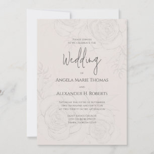 Invitation Élégant Blush Floral Soft Romantique Calligraphie