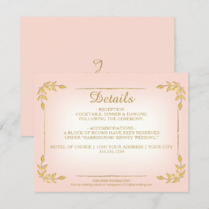 Invitation Elégant Blush Gold Greenery Classy Mariage Détails