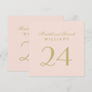 Invitation Élégant Blush Gold Mariage Monogramme Numéro de ta