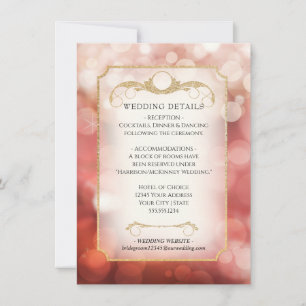 Invitation Elégant Blush Gold Parties scintillant Bokeh Spark