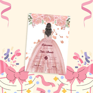 Invitation Elégant Blush Pink Quinceañera Princess Party