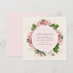 Invitation Élégant Blush Rose Floral Cream Mariage Date de sa