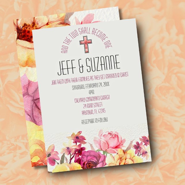 Invitation Élégant Blush rose Floral Inspirationnel Mariage (Elegant Blush Pink Floral Inspirational Wedding Invitation)