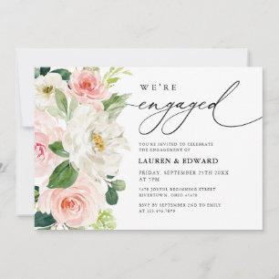Invitation Élégant Blush rose floral Script Partie d'engageme