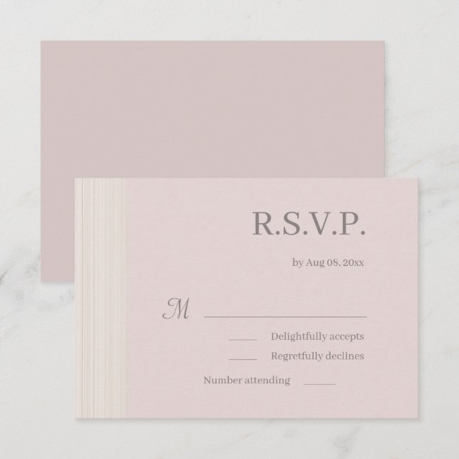 Invitation Élégant Blush rose Gris Gris Gris Gris Mariage RSV (Devant / Derrière)