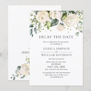 Invitation Elégant Blush Rose Mariage Date Postponton