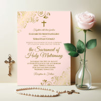 Élégant Blush rose & Or Mariage catholique moderne