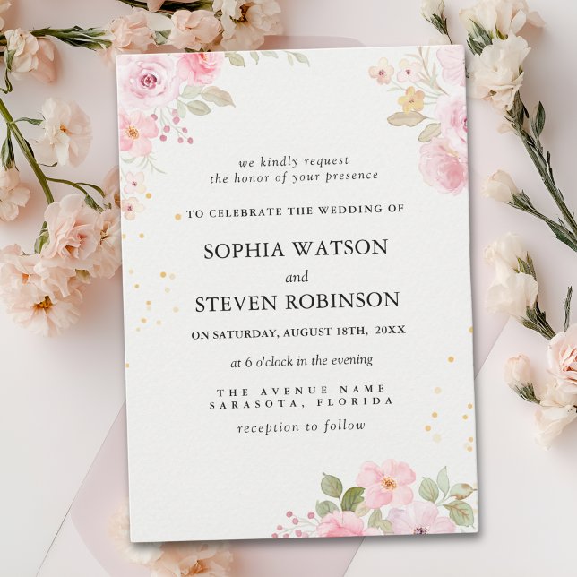 Invitation Elegant blush roses wedding (Créateur téléchargé)