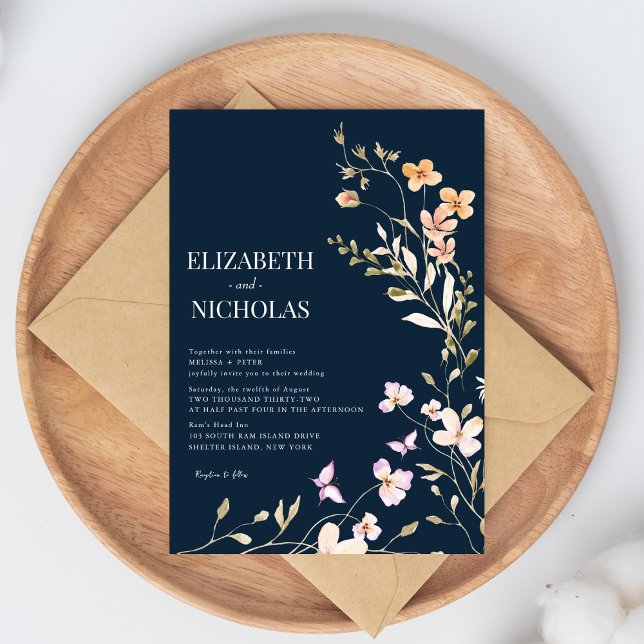 Invitation Élégant Bohème Photo de Fleurs Sauvages Mariage Ca (Créateur téléchargé)